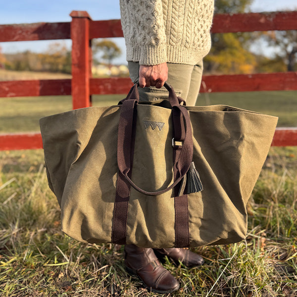 Hay Bag Large Waxed Cotton Canvas - Forest Green