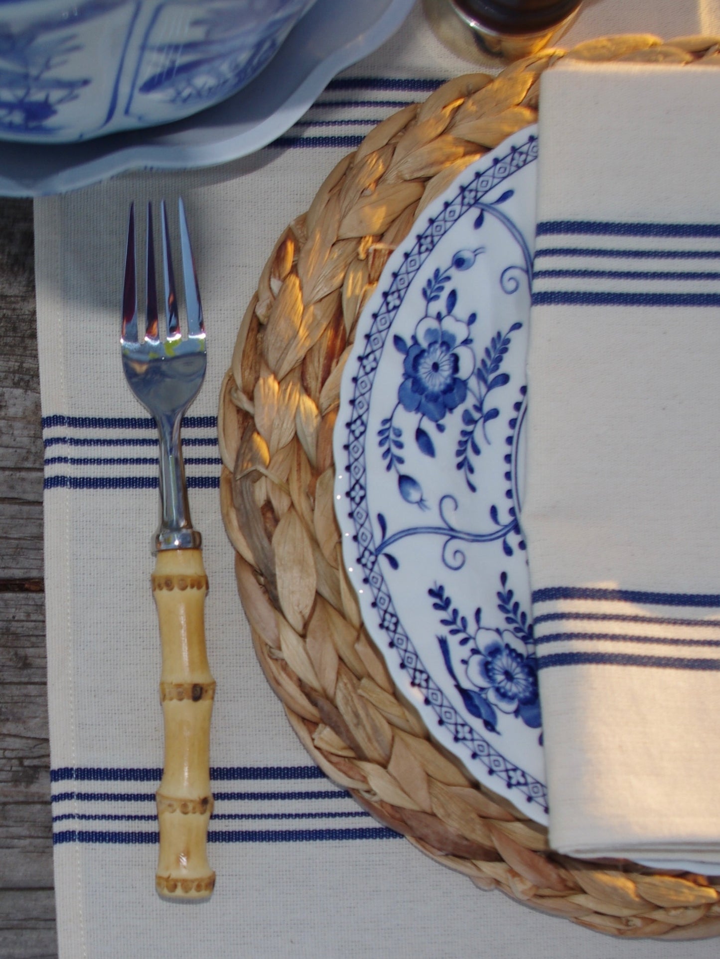 Placemat set of 2 - Ticking Stripe (Navy blue/ Off-white)