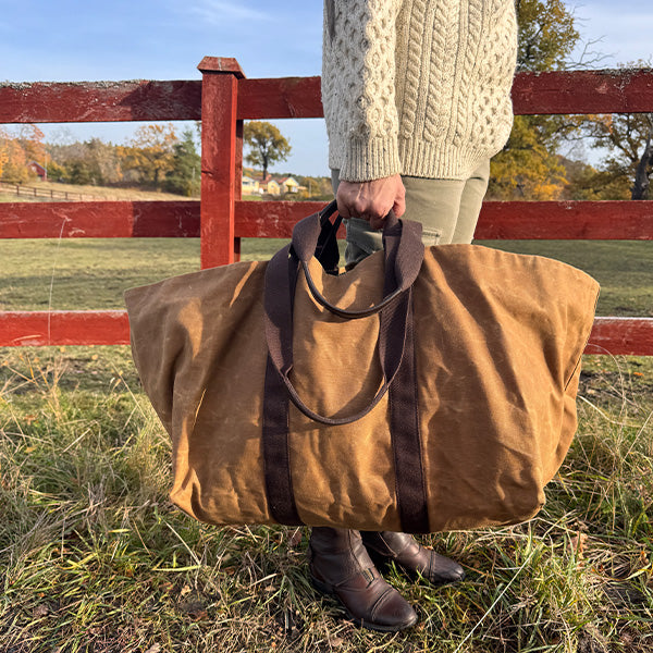Hay Bag Large Waxed Cotton Canvas - Fox