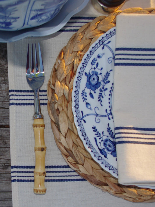 Napkin set of 2 - Ticking Stripe (Navy blue/ Off-white)