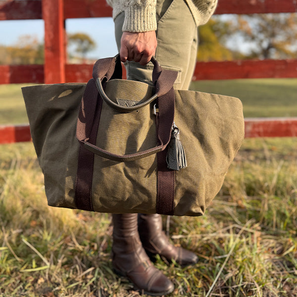 Hay Bag Medium Waxed Cotton Canvas - Forest Green