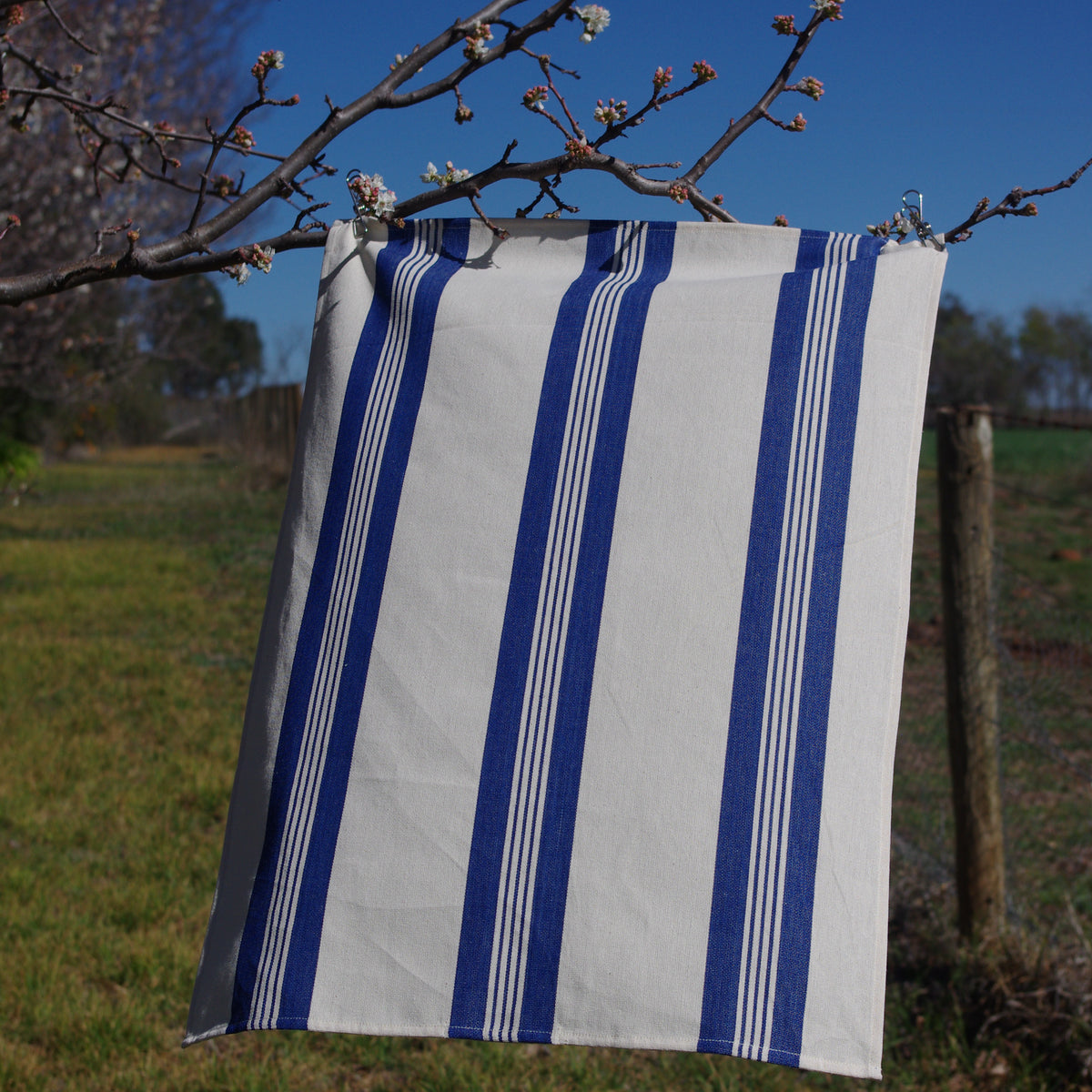 Tea Towel - Farm house stripe (Blue & Ecru)