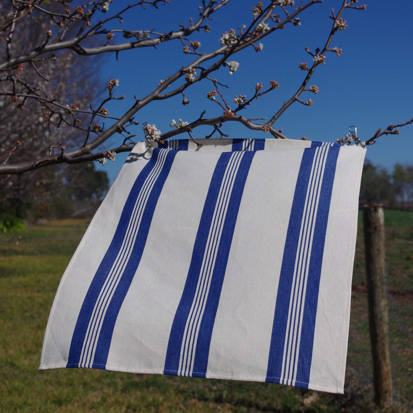 Tea Towel - Farm house stripe (Blue & Ecru)